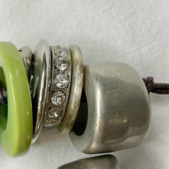 Lane Bryant Blue Green Silver Beaded Chunky Statement Necklace Jewelry - Picture 6 of 8